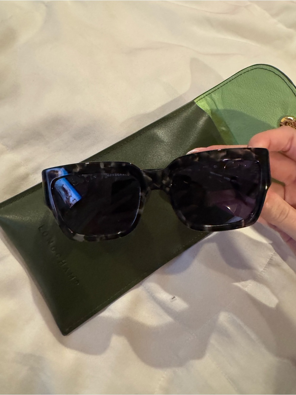 Longchamp Black Tortoiseshell Square Sunglasses